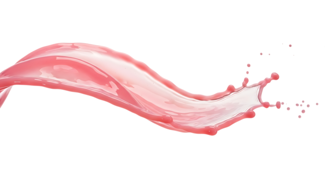 Pink liquid splash isolated on transparent background the image captures the dynamic movement and vibrant color of a fluid in motion, creating a visually striking composition the splash of pink liquid