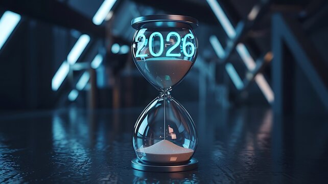 Futuristic Digital Countdown Display for New Year 2026 – High-Tech Time Concept