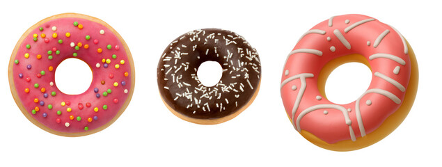 Selection of fresh tasty and delicious bakery items isolated on white background