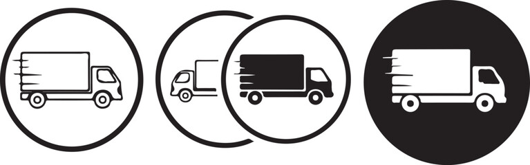Delivery Truck Icon Set for Logistics and Transportation Services