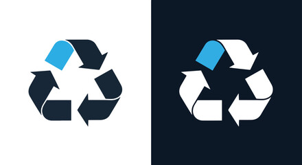 Recycling symbol with blue arrow design - Vector icon symbol for website - Icon vector - Blue icon vector - Line and glyph solid icon and logo template