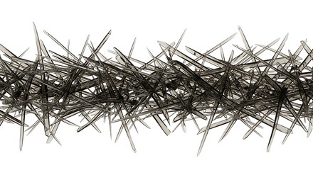 Abstract artwork of spiky, intersecting lines and shapes on white