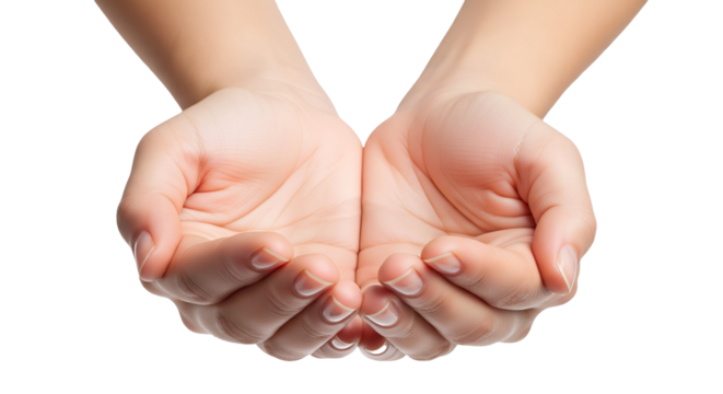 Open Cupped Hands Isolated, Palms Up