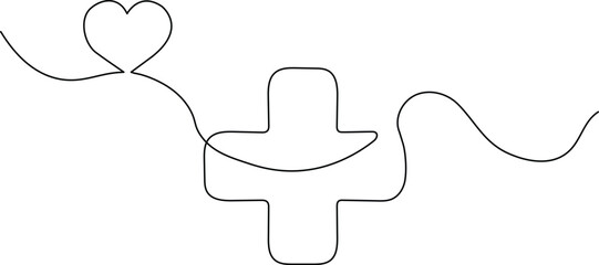 Minimalist one-line art of a compassionate healthcare logo