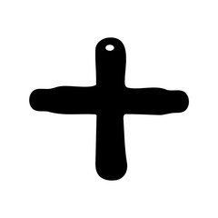 Obraz premium Black rounded plus sign with top hole, conceptual symbol