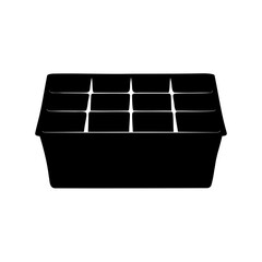 Black silhouette of a gardening seed starting tray vector
