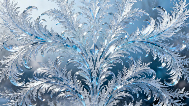 Intricate Frost Pattern Window Glass - Powered by Adobe