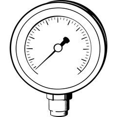 Linear pressure gauge with an outline design on a white background