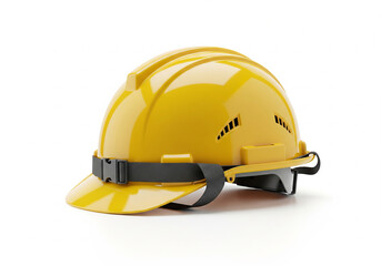 Yellow construction hard hat, protective headwear for safety in industrial settings and on building sites, preventing head injuries, suitable for workers