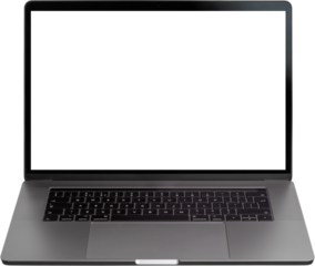 Open Laptop Mockup with Keyboard Front View isolated on transparent background