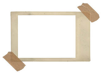 Horizontal Vintage Instant Photo Film with Sticky Tape isolated on transparent background