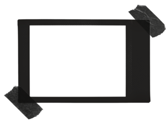 Horizontal Black Instant Photo Film with Sticky Tape isolated on transparent background