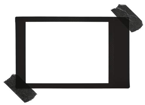 Horizontal Black Instant Photo Film with Sticky Tape isolated on transparent background - Powered by Adobe