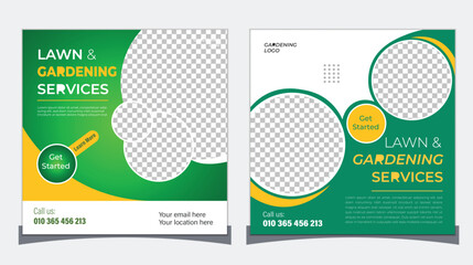 garden service  and instagram promotion social media post and web banner design template