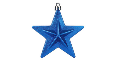 Obraz premium Blue glitter star christmas ornament isolated on transparent background