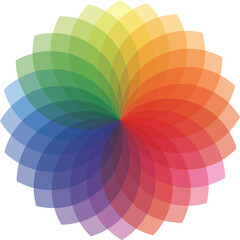Obraz premium Vibrant Color Wheel Spectrum Circle with Overlapping Petal Shapes