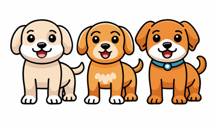 Cute Dogs Doodle Vector Set – Cartoon Puppy Characters, Funny Pet Animal Designs, and Playful Illustration Collection on White Background