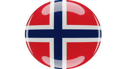 Obraz premium Norway flag glossy button icon isolated on transparent background
