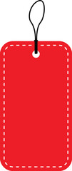 tag, price tag, label, red, blank, empty, sale, discount, shopping, retail, product, item, information, hanging, string, loop, dotted edge, stitched, graphic, design element, marketing, promotion, iso