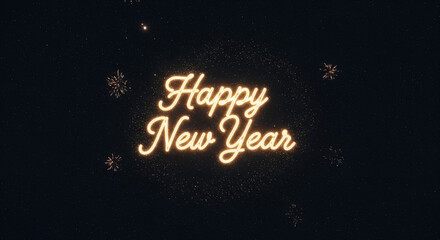 Happy new year text illustration with glowing effect