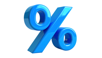 Blue glossy 3D percentage icon
