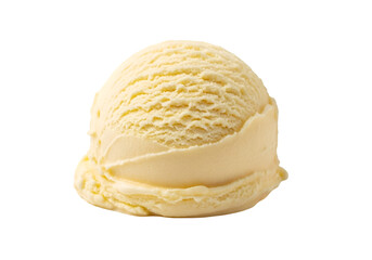 Single scoop of bright yellow ice cream isolated on transparent background