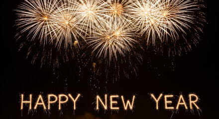 Fireworks display with text