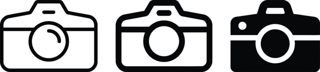 camera, icon, symbol, photography, photo, image, capture, lens, vintage, modern, graphic, design, element, simple, clean, outline, filled, black and white, illustration, set, collection, technology, d