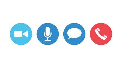 Essential communication control icons for modern video conferencing, online meetings, virtual calls, digital collaboration, and remote work environments.
