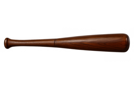 Wooden baseball bat with rich brown texture, representing sports equipment for hitting balls, competition, and victory - Powered by Adobe