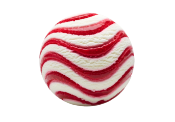 Scoop of swirled chocolate and vanilla ice cream isolated on transparent background