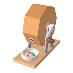 催事・イベントのイラスト素材　ガラポン抽選器（1_2）　黄　抽選玉付