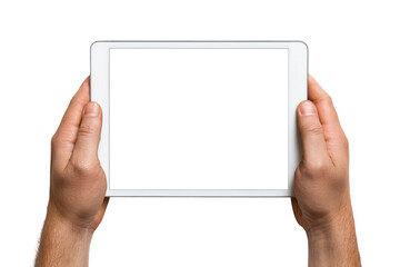 Hands holding a tablet with a blank screen (4)