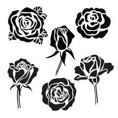 black silhouette of roses