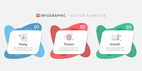 Fototapeta na wymiar Business infographic template. 3 Step timeline journey. Process diagram, 3 options on white background, Infograph elements vector illustration.