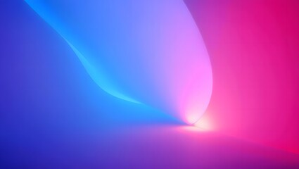 Abstract swirling light trails of blue and pink create a vibrant gradient background