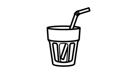 Drink with Straw Icon – Beverage Glass Outline, Refreshment Symbol for Café or Menu