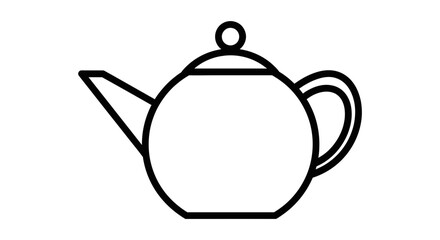 Teapot Icon – Tea Kettle Outline, Hot Beverage Symbol for Kitchen or Café