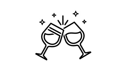 Clinking Wine Glasses Icon: Toast & Celebration Vector Art