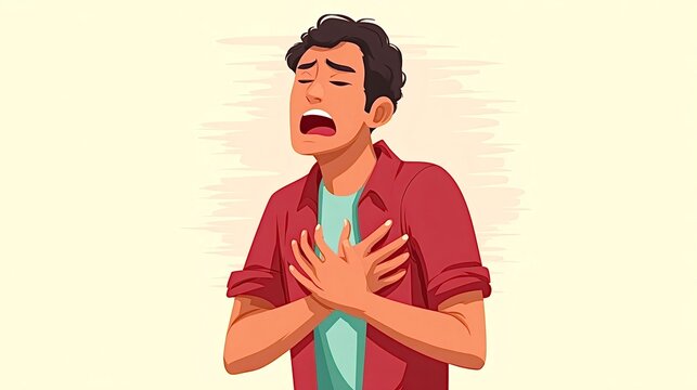 Man experiencing severe chest pain and medical emergency