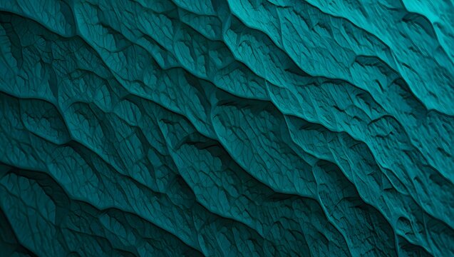 Textured teal and emerald green abstract pattern with rippling waves