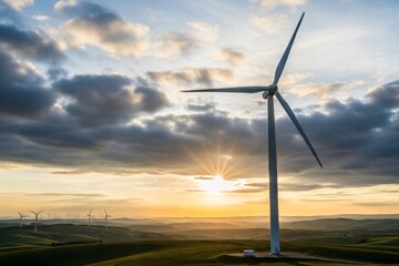 Modern Wind Farm Generating Clean, Renewable Energy.