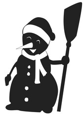 snowman with a broom