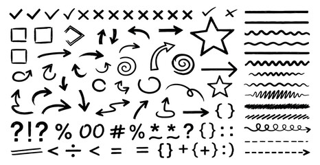 Hand drawn doodle elements set collection vector © Sangida