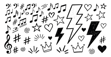 Hand drawn doodle elements music and design