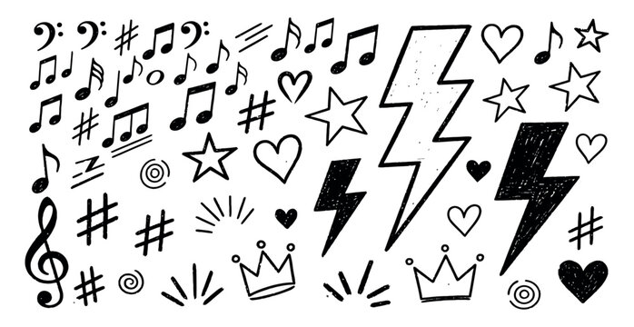 Hand drawn doodle elements music and design