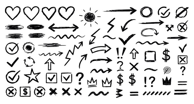 Hand drawn doodle elements collection vector illustration
