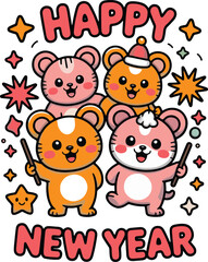 2026 New Year T-Shirt Design – Creative Typography, Holiday Party Graphic, Stylish Festive Lettering for Apparel and Merchandise