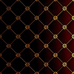 Fototapeta premium Ornate gold diamond pattern with dark red background and subtle texture
