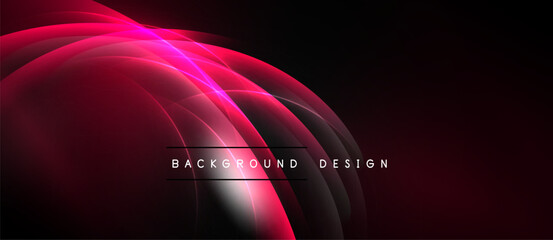 Abstract pink curves over dark background. Modern design element, vibrant illumination, smooth gradients create dynamic visual effect.